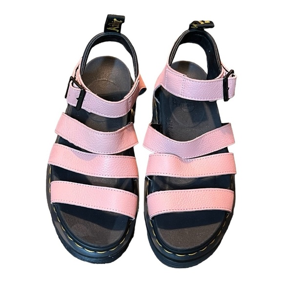 Dr. Marten’s Blaire Hydro Leather 3 Strap Sandal Pink Decked Out Laidback Slides